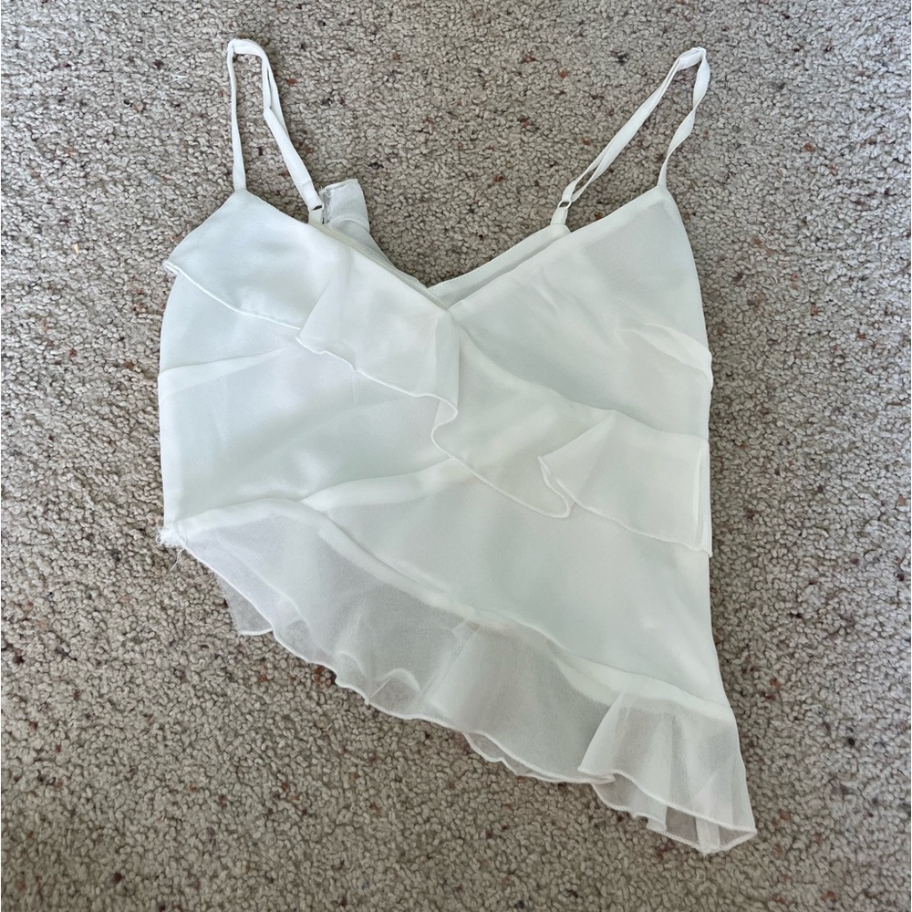 glassons white ruffle tank top